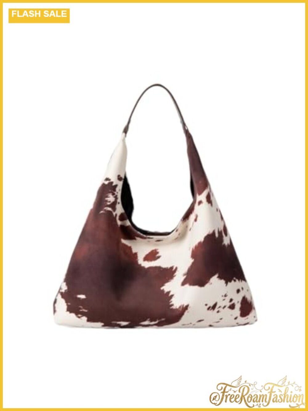 Cow Print Hobo Bag Suede Large Capacity Tote Shopper Purse
